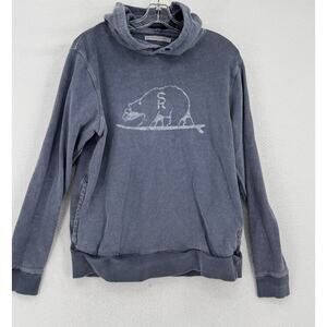 Outerknown Mens Blue Bear Graphic Hemp Cotton Pullover Hoodie Sweatshirt Sz M